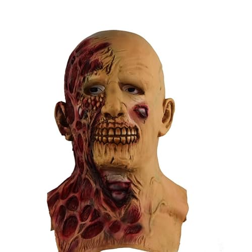 Walkings Deads Zombie-Maske Böses Biochemisches Monster Gruseliger Vollkopf Gruselige Laxet Maske Halloween Horror Cosplay Kostüm Requisiten für Erwachsene von HUCAYD