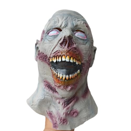 Walkings Deads Zombie-Maske Böses Biochemisches Monster Gruseliger Vollkopf Gruselige Laxet Maske Halloween Horror Cosplay Kostüm Requisiten für Erwachsene von HUCAYD