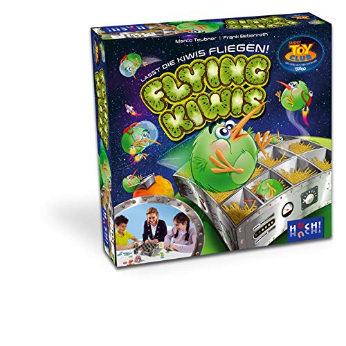 HUCH! | 880963 | Flying Kiwis | Das Spiel aus dem Super Toy Club | Spaßiges, kurzweiliges Geschicklichkeitsspiel für Kinder | Familienspiel | für 2 bis 4 Spieler ab 5 Jahren | Lasst die Kiwis fliegen! von HUCH!