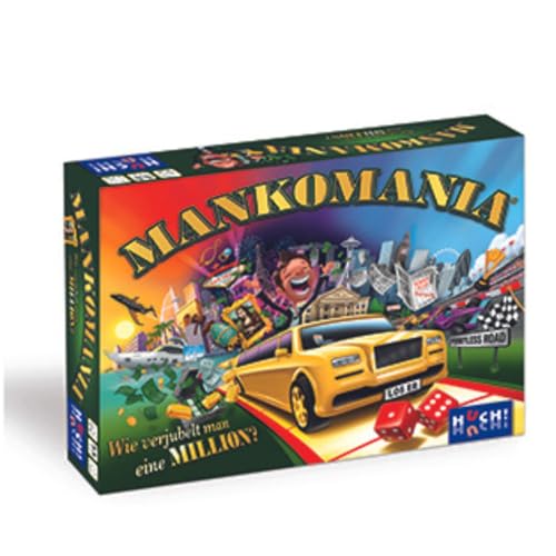 HUCH! | 882318 | Mankomania | Kult-Spiel aus den 80er und 90er Jahren | Brettspiel-Klassiker in der Neuauflage | Familienspiel | für 2 bis 4 Spieler ab 8 Jahren | Wie verjubelt Man eine Million? von HUCH!