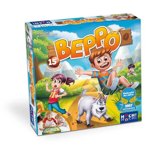 HUCH! | 882561 | Beppo der Bock | Kinderspiel des Jahres 2007 | Jubiläumsausgabe als Neuauflage | lustiges Familienspiel | für 2 bis 4 Spieler ab 5 Jahren | Magnetisches Geschicklichkeitsspiel von HUCH!