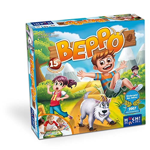 HUCH! | 882561 | Beppo der Bock | Kinderspiel des Jahres 2007 | Jubiläumsausgabe als Neuauflage | lustiges Familienspiel | für 2 bis 4 Spieler ab 5 Jahren | Magnetisches Geschicklichkeitsspiel von HUCH!