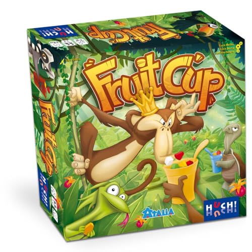 HUCH! Fruit Cup, Affenkönigs Obstsalat, Lustiges Familienspiel, Rasante Früchte-Jagd mit cleveren Rezeptkarten, Für 2–6 Spieler ab 6 Jahren von HUCH!