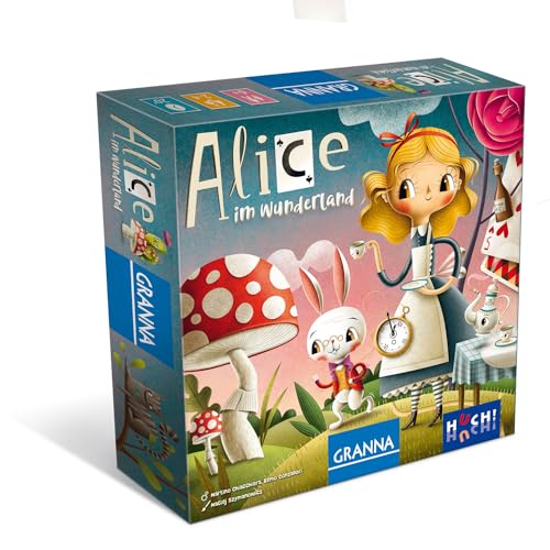 HUCH! | Alice im Wunderland | Kinderspiel mit zauberhaftem Material | Märchen-Spiele | besucht die Grinsekatze und Herzkönigin | Spiel für Kinder ab 6 | Familienspiel | für 2 bis 4 Spieler ab 6 Jahren von HUCH!