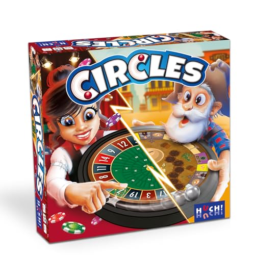 HUCH! | Circles | Alles dreht Sich im Kreis! | tolles Familienspiel | Zwei Spiele in einem | Geschicklichkeit ist gefragt: Zielt genau! | Cooler Mechanismus | Für 2-5 Spieler ab 7 Jahren von HUCH!