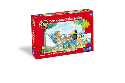 HUCH! Der kleine Rabe Socke Kinderpuzzle, 3 Puzzles á 49 Teile von HUCH!