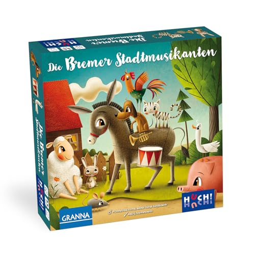 HUCH! | Die Bremer Stadtmusikanten | Kinderspiel mit tollem Material | Märchen-Spiele | Augenmaß ist gefragt | Familienspiel | Sammle dein Tierorchester | 2 bis 4 Spieler ab 5 Jahren von HUCH!