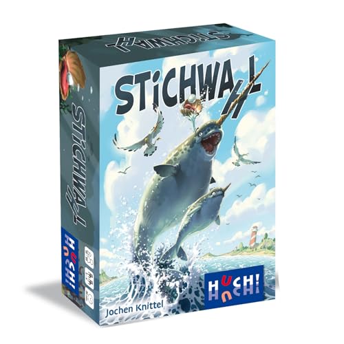 HUCH! | Stichwahl | Familienspiel | Stichspiel mit Wa(h) lmöglichkeiten | mit tollen Illustrationen | Meerestiere | Trumpfspiel mit besonderem Kniff | einfache Regeln | für 3-4 Spieler ab 10 Jahren von HUCH!