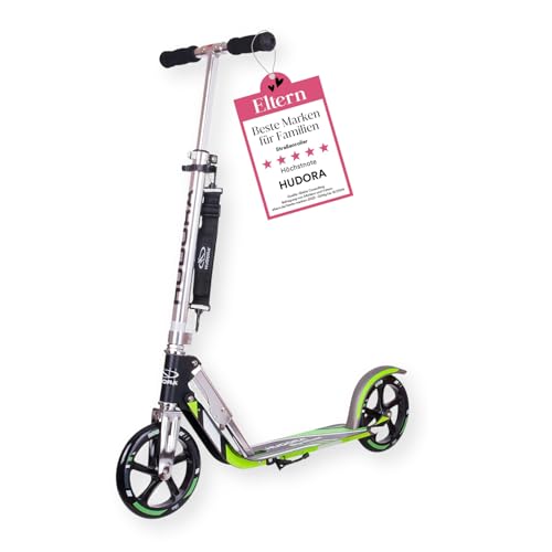 HUDORA BigWheel 205 Scooter - Stabiler Aluminium-Roller - Höhenjustierbarer & zusammenklappbarer Cityroller mit Ständer - Sportlicher Kinder- & Erwachsenenroller für bis zu 100kg von HUDORA