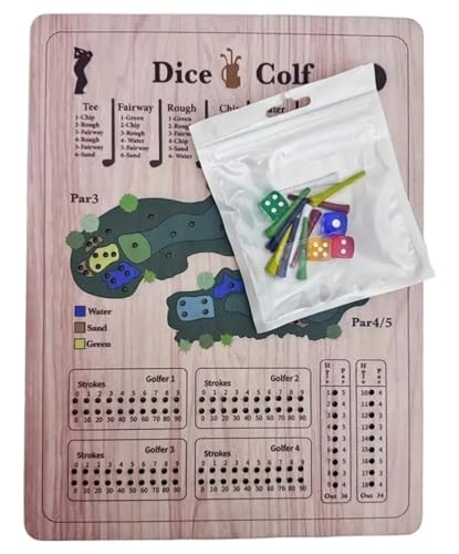 HUFENYU EIN Golf-Würfelbrettspiel, Holz-Tisch-Golfbrettspiel, unterhaltsames und anspruchsvolles Golf-Würfelbrettspiel, tragbares Golftablett for Golfer, Freunde und Kinder(Style 2) von HUFENYU