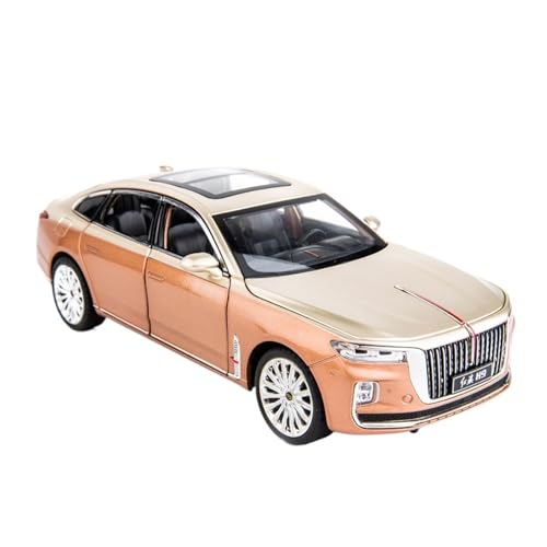 1 24 Für HongQi H9 Alloy Car Diecasts Toy Car Model Sound and Light Toys Collection Oldtimer(Silber) von HUGGES