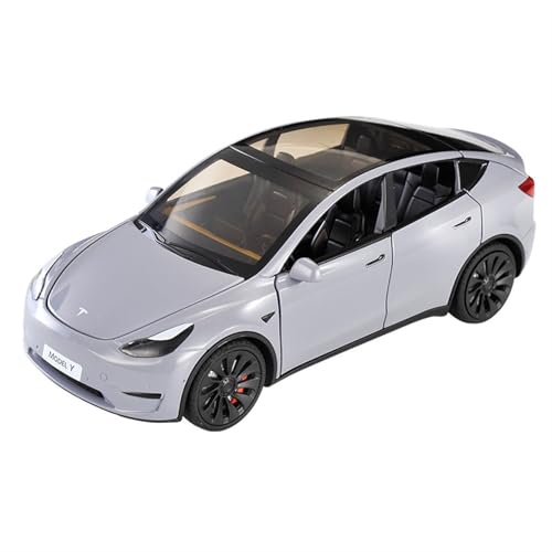 HUGGES 1/24 für Tesla MODELY Legierung Simulation Auto Modell 19CM Dekoriert Schreibtisch Sammlung Souvenir Grau Spielzeug Jungen Mädchen von HUGGES