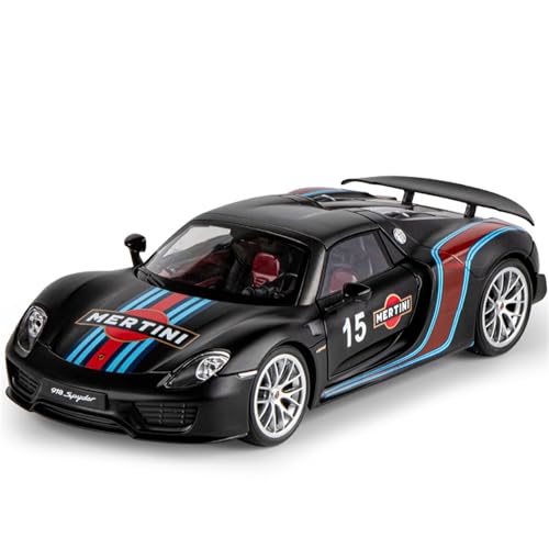 HUGGES 1 18 Für Porsche 918 Martini Lackiertes Legierungsautomodell 26CM Dekorative Schreibtischsammlung Gedenkspielzeug für Erwachsene(Black) von HUGGES