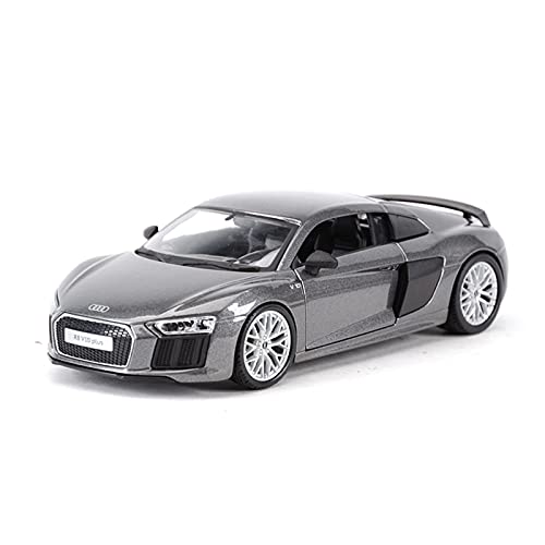 HUGGES 1 24 Für Audi R8 V10 Plus Sportwagen Legierung Diecast Pull Back Automodell (Silber) von HUGGES