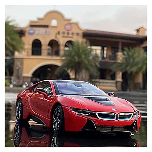 HUGGES 1 24 Für BMW I8 Alloy Diecast Simulation Sportwagen Spielzeugmodell Mit Sound Und Licht Für Jungen Geschenksammlung(Rot) von HUGGES