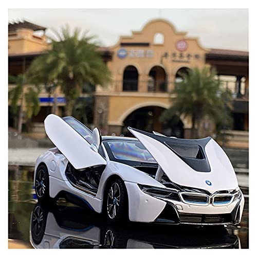 HUGGES 1 24 Für BMW I8 Alloy Diecast Simulation Sportwagen Spielzeugmodell Mit Sound Und Licht Für Jungen Geschenksammlung(Weiß) von HUGGES