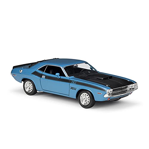 HUGGES 1 24 Für Dodge Challenger Alloy Diecast Pull Back Spielzeugautomodell Als Geschenk Handarbeit Für Jungen Erwachsene(Blau) von HUGGES