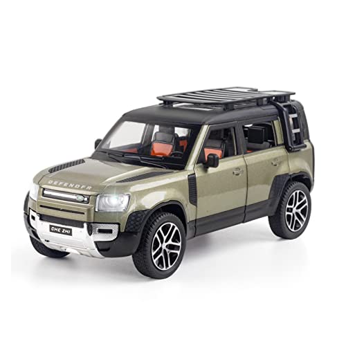 HUGGES 1 24 Für Land Rover Defender SUV Zinklegierung Diecast Pull Back Automodell Für Erwachsene Display Ornamente(Grün) von HUGGES