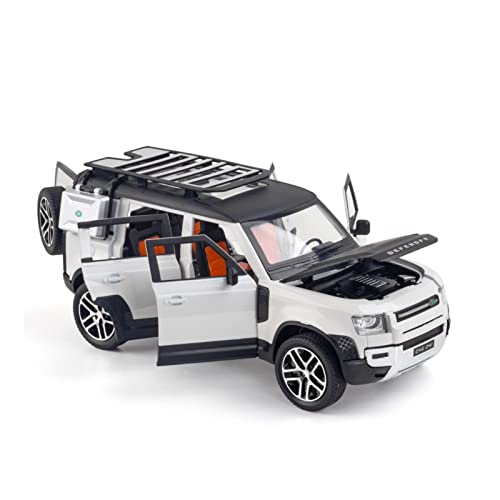 HUGGES 1 24 Für Land Rover Defender SUV Zinklegierung Diecast Pull Back Automodell Für Erwachsene Display Ornamente(Weiß) von HUGGES