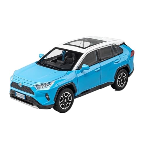 HUGGES 1 24 Für RAV4 SUV Legierung Auto Druckguss Spielzeug Auto Modell Sound Und Licht Zurückziehen Auto Spielzeug Geschenke(Blau) von HUGGES