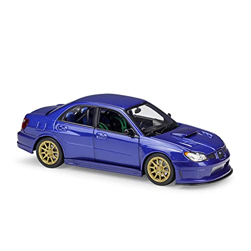 HUGGES 1 24 Für Subaru Impreza Alloy Diecast Pull Back Automodell mit Sound-Licht für Display-Ornamente(Blau) von HUGGES