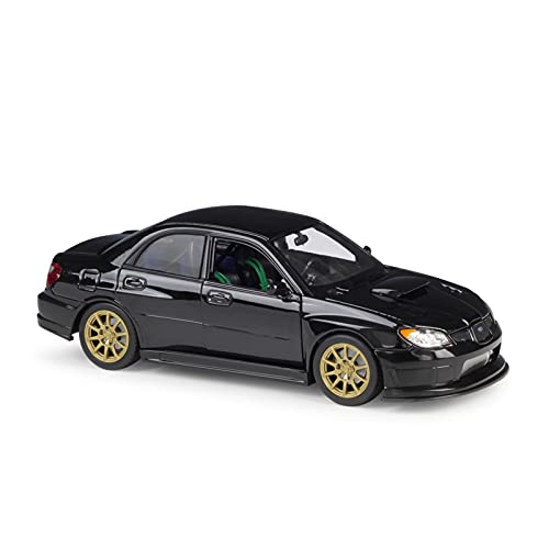 HUGGES 1 24 Für Subaru Impreza Alloy Diecast Pull Back Automodell mit Sound-Licht für Display-Ornamente(Schwarz) von HUGGES