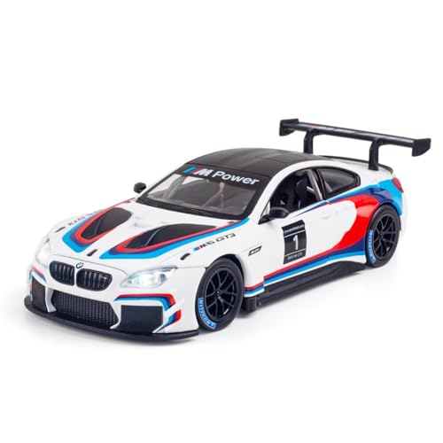 HUGGES 1 24 für BMW M6GT3 Sportwagen Legierung Automodell 21CM Weiß Sammlung Geschenk Dekoration Schreibtisch Männer Jungen Spielzeug Sammlung Display von HUGGES