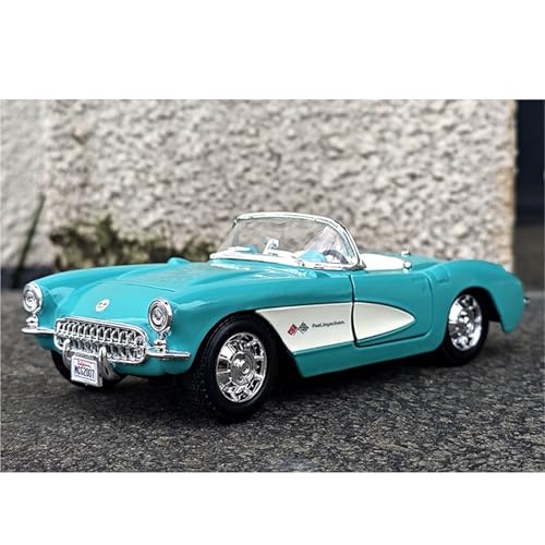 HUGGES 1 24 für Chevrolet Classic Car 1957 Corvette Legierung Simulation Auto Modell Vintage Ornament 18CM Dekorative Schreibtisch Sammlung Spielzeug Geschenke von HUGGES