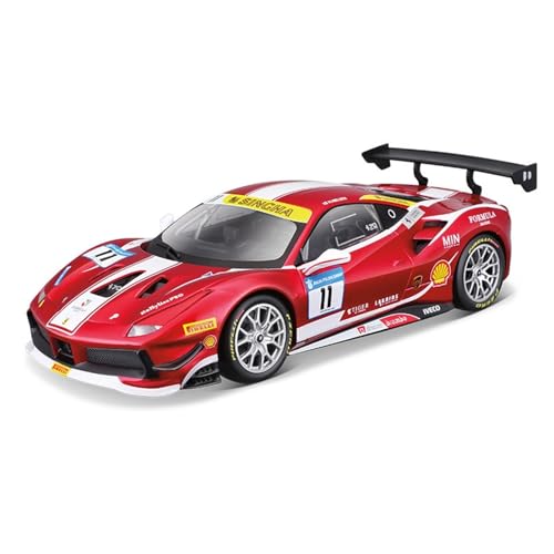 HUGGES 1 24 für Ferrari 488 Challenger 2017 Rallye-Auto, Legierung, Automodell, Dekoration, Sammlung, Schreibtisch-Ornamente, kostbare Sammlung für Männer und Jungen(Red) von HUGGES