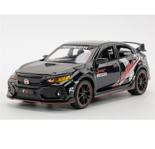 HUGGES 1 32 für Honda Civic Type-R Auto Modell Legierung Simulation Dekorative Schreibtisch Sammlung Souvenir 15CM Display Spielzeug Jungen(Black) von HUGGES