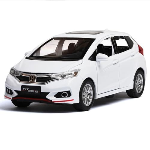 HUGGES 1 32 für Honda Fit Simulation Legierung Auto Modell Freizeit Fahrzeug Spielzeug Dekoration Schreibtisch Display Sammlung Memorial 16CM(White) von HUGGES