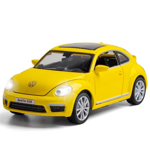 HUGGES 1 32 für Volkswagen Beetle GSR Simulation Legierung Auto Modell 15CM Dekoriert Schreibtisch Souvenir Spielzeug Sammlung Für Männer Jungen(Yellow) von HUGGES