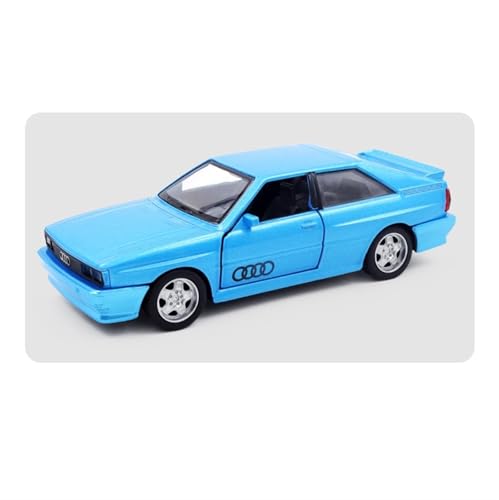 HUGGES 1:36 für Audi Quattro 1980 Legierung Oldtimer Modell Ornament Spielzeug 12,6 cm Blau Schreibtisch Sammlung Dekoration von HUGGES