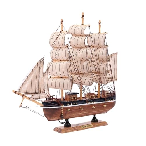 HUGGES 30 cm Desktop-Schnitzerei aus Holz, handgefertigtes Boot, Miniatur-Segelboot-Modell, Schreibtisch-Ornament, Heimdekoration, Geschenk für Männer und Frauen von HUGGES