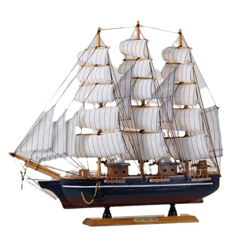 HUGGES 50 cm Segelboot-Modell, dekoriert, Kunsthandwerk, Tischplatte, geschnitzter Schreibtisch, blaues Display, TV-Schrank, Eingang, Souvenir, Männer und Frauen von HUGGES