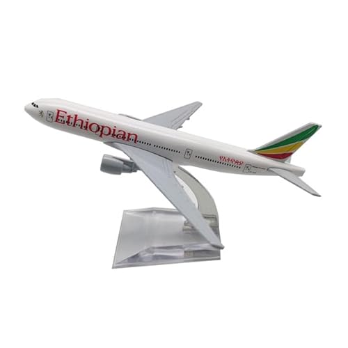 HUGGES Flugzeugmodell für Ethiopian Airlines für B777, Legierungsmodell, statischer Schreibtisch, dekoriert, Spielzeugsammlung für Männer und Frauen, Souvenir, 16 cm von HUGGES