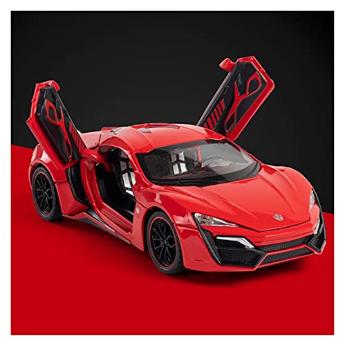 HUGGES Für 1 24 Simulation Druckgusslegierung LYKAN Hypersport Sound Und Licht Rennmodell Kinder Geschenkdekoration(Rot) von HUGGES