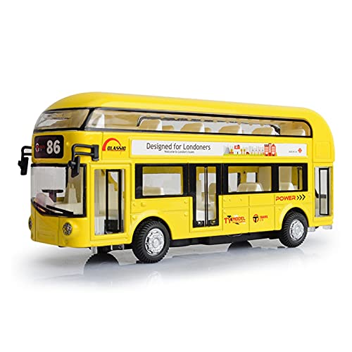 HUGGES Für 1:50 Simulationslegierung Akusto-optischer Doppeldecker-Tourbus Klimatisiertes Busmodell Kinderspielzeug(Yellow) von HUGGES