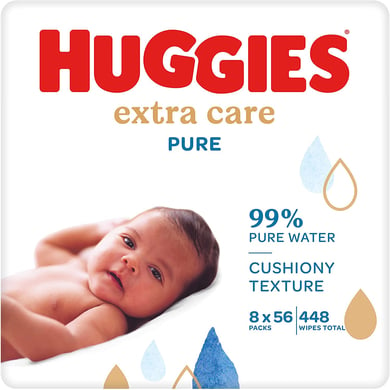 Huggies Baby Feuchttücher Pure Extra Care 448 Tücher (8 x 56 Stk) von HUGGIES