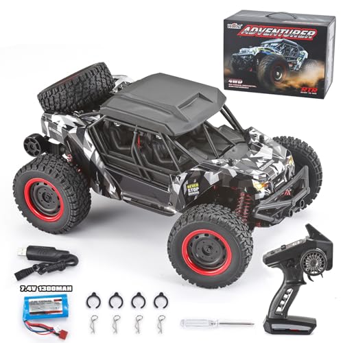 HUGMIE 1:16 Ferngesteuertes Auto, 4WD RC Auto 38km/h monstertruck,2,4GHz Auto Ferngesteuert,Geländegängig Spielzeug RC Car mit 2 wiederaufladbaren Batterien für Kinder und Erwachsene von HUGMIE