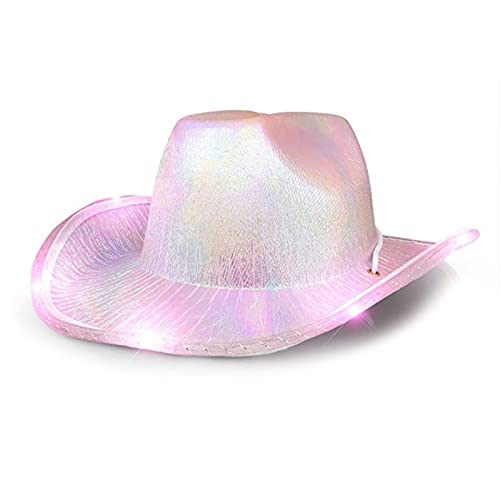 HUIFACAI Cowboyhut, LED-Geburtstagsparty-Hüte, Cowgirl-Hut, Damen, Glitzer-Hut für Erwachsene, Party-Hüte, Cosplay von HUIFACAI