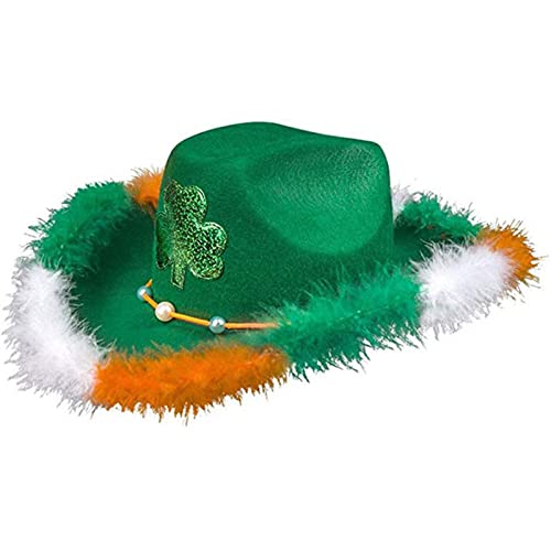 HUIFACAI Cowboyhut, Westernhut, breite Krempe, Partyhut, Damen, Cowgirl-Hut, Patrick-Day-Hut, Cosplay-Kostüm, Fedora-Kopf-Accessoire von HUIFACAI