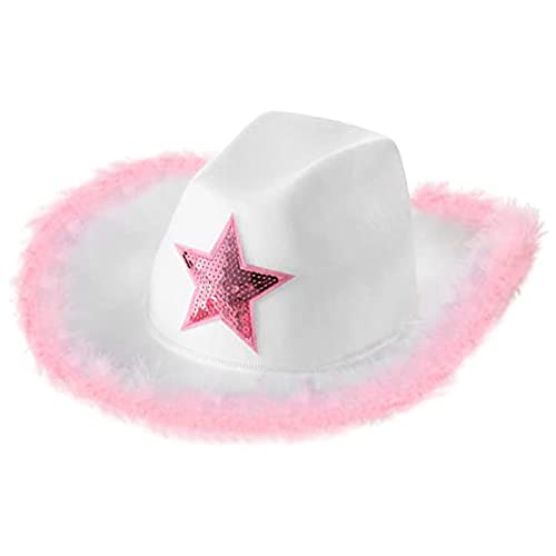 HUIFACAI Cowgirl-Hut, Cowboyhut, Geburtstagsparty-Hüte, Frauenhut, Besatz, Hut für Erwachsene, Partyhüte Cospla von HUIFACAI