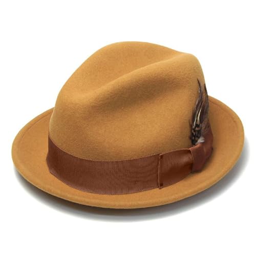 HUIFACAI Eleganter französischer Stil, Trilby-Hut, Damenhut, Karneval, Festival, formelle Versammlung, Federhut, Bandhut, Fedora-Hut für Damen von HUIFACAI