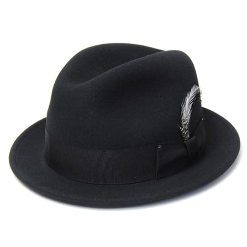 HUIFACAI Eleganter französischer Stil, Trilby-Hut, Damenhut, Karneval, Festival, formelle Versammlung, Federhut, Bandhut, Fedora-Hut für Damen von HUIFACAI