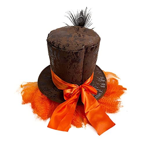 HUIFACAI Orange Perücken Dekor Zylinder für Erwachsene/Teenager Cosplay Party Kostüm Tuch Cosplay Hut für Karneval Rave Party von HUIFACAI