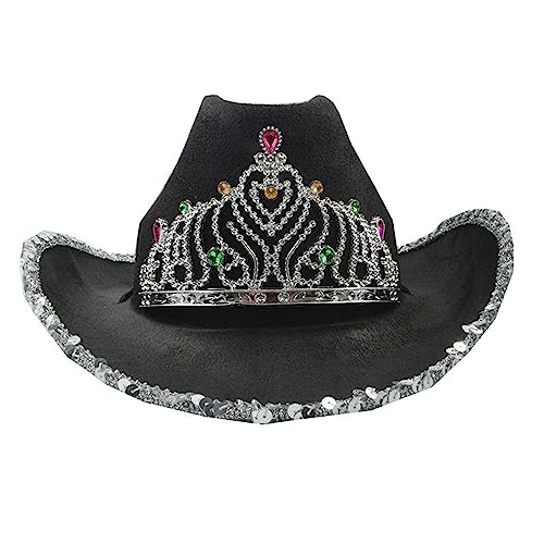 HUIFACAI Retro Big Brim Hut Krone Cowboyhut Western Cowboy Hut Kopfbedeckung Party für Halloween Weihnachten Kostüme von HUIFACAI