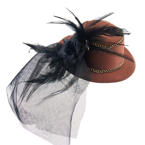HUIFACAI Steampunk-Hut für Damen, Mann mit Ausrüstung und Rose, Halloween, Cosplay, Party, Kostüm, Kopfbedeckung mit Haarspange von HUIFACAI