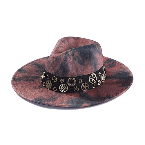 HUIFACAI Wollfilz Zylinder Hut Steampunk breite Krempe Hut Damen Herren Halloween Cosplay Party Kostüm Caps Vintage Kleidung Zubehör von HUIFACAI