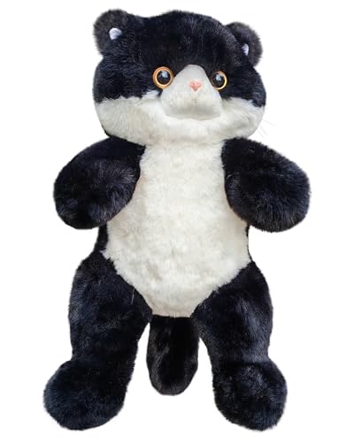 HUIJUFU Realistisches Katzenplüschtier, 45 cm, Kuscheltier, lebensechte ausgestopfte Katze, weiches Plüschtier, Peluche de Gato (Black and White) von HUIJUFU